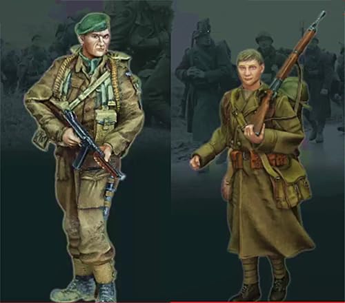 XYMCX 1/35 WWII British Soldier Resin Model Kit Unbemalt und unmontiert Soldier Resin Model Kit (2-Personen) //k9c0J2 von XYMCX