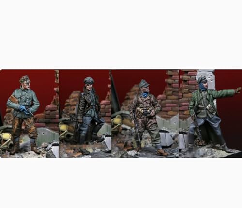 XYMCX 1/35 WWII Deutscher Soldat Resin Modellbausatz Unbemalt und unmontiert Soldat Resin Modellbausatz (4-Personen) //k8c7J2 von XYMCX