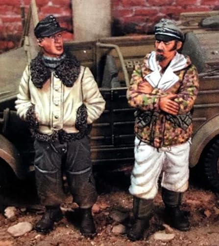 XYMCX 1/35 WWII German Tank Soldier Resin Model Kit Unbemalt und unmontiert Soldier Resin Model Kit (2 Figuren, Keine Panzer) //k9c8J10 von XYMCX