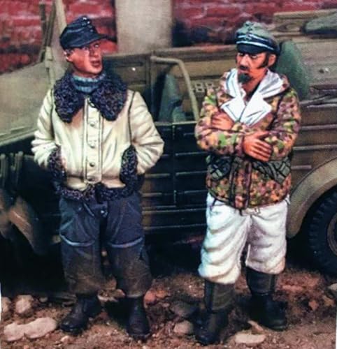 XYMCX 1/35 WWII German Tank Soldier Resin Model Kit Unbemalt und unmontiert Soldier Resin Model Kit (2 Figuren, Keine Panzer) //k9c8J15 von XYMCX