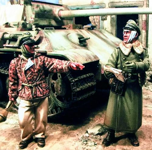 XYMCX 1/35 WWII German Tank Soldier Resin Model Kit Unbemalt und unmontiert Soldier Resin Model Kit (2 Figuren, keine Panzer) //k9c8J8 von XYMCX