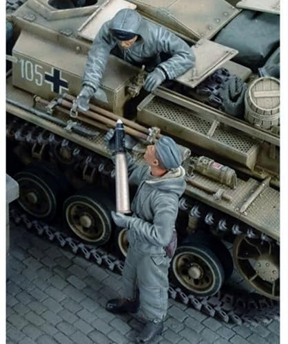 XYMCX 1/35 WWII German Tank Soldier Resin Model Kit Unbemalt und unmontiert Soldier Resin Model Kit (2 Figuren, keine Panzer) //l9q6O7 von XYMCX