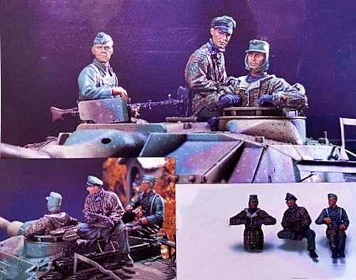 XYMCX 1/35 WWII German Tank Soldier Resin Model Kit Unbemalt und unmontiert Soldier Resin Model Kit (3 Figuren, Keine Panzer) //l9q4O5 von XYMCX