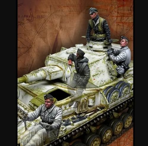 XYMCX 1/35 WWII German Tank Soldier Resin Model Kit Unbemalt und unmontiert Soldier Resin Model Kit (4 Men, No Tank) //k9c2J1 von XYMCX