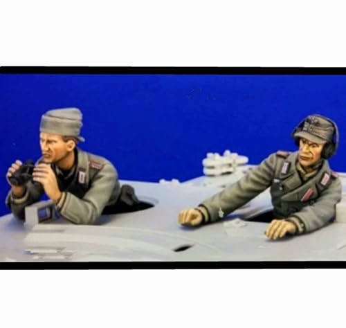 XYMCX 1/35 WWII German Tank Soldier Resin Soldier Model Kit Unbemalte und unmontierte Figur Resin-Modellbausatz (2 Figuren, Keine Panzer) //o8W6Z16 von XYMCX