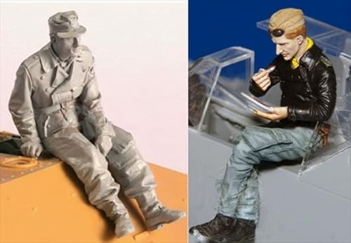 XYMCX 1/35 WWII German Tank Soldier Resin Soldier Model Kit Unbemalte und unmontierte Figur Resin-Modellbausatz (2 Figuren, Keine Panzer) //o8W6Z4 von XYMCX