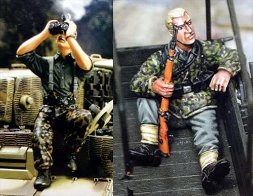 XYMCX 1/35 WWII German Tank Soldier Resin Soldier Model Kit Unbemalte und unmontierte Figur Resin-Modellbausatz (2 Figuren, keine Panzer) //o8W6Z7 von XYMCX