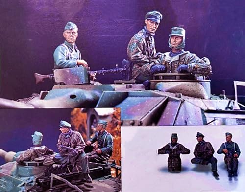 XYMCX 1/35 WWII German Tank Soldier Resin Soldier Model Kit Unbemalte und unmontierte Figur Resin-Modellbausatz (3 Figuren, keine Panzer) //o8W5Z4 von XYMCX