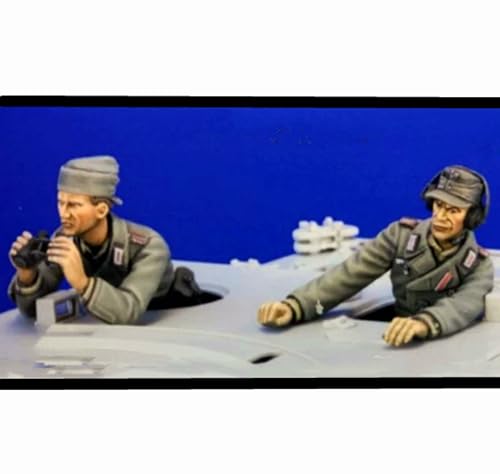 XYMCX 1/35 WWII German Tank Soldier Resin Soldier Model Kit Unbemaltes und unmontiertes Resin Modell (2 Männer, kein Panzer) // G1x6S17 von XYMCX
