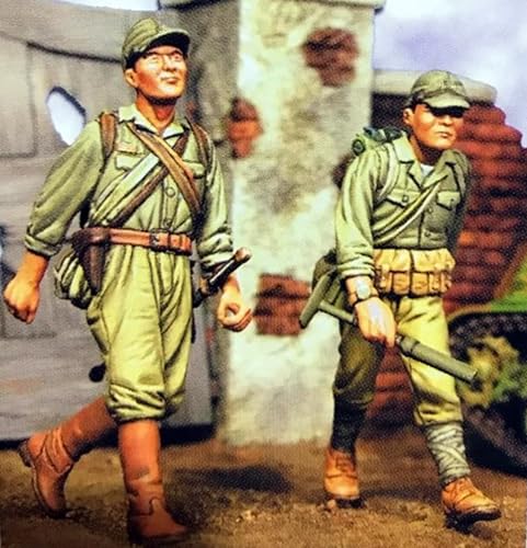 XYMCX 1/35 WWII Soldat Resin Soldat Modellbausatz Unbemalt und unmontiert Figur Resin Modellbausatz (2 Personen) //o7W4Z9 von XYMCX
