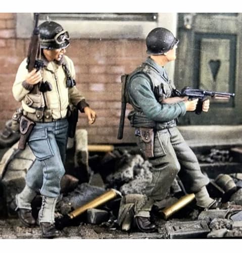 XYMCX 1/35 WWII US Soldier Resin Soldier Model Kit Unbemalt und unmontiert Figur Resin Model Kit (2 Personen) //o8W3Z5 von XYMCX