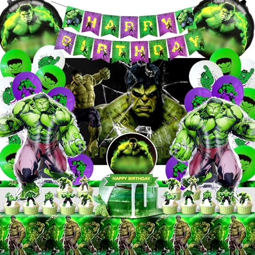 Hulk Deko Geburtstag Kinder - Party Dekoration Set Mit Luftballons, Aluminium Folien Ballons, Tischdecke, Hintergrund Und Torte Deko Hulk Deko Geburtstag Kinder - Party Dekoration Set Mit Luftballons, Aluminium Folien Ballons, Tischdecke, Hintergrund Und Torte Deko von XYWOQS
