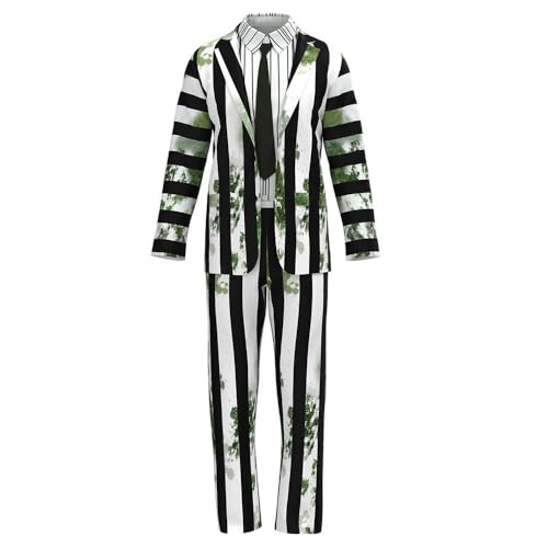 XYYYHTL Halloween Kostüm Erwachsene Damen Kinder Beetlejuice Halloween Kostüm Anzug Fancy Dress TV Show Outfit Kleidung für Karneval Cosplay Party XYYYHTL Halloween Kostüm Erwachsene Damen Kinder Beetlejuice Halloween Kostüm Anzug Fancy Dress TV Show Outfit Kleidung für Karneval Cosplay Party von XYYYHTL