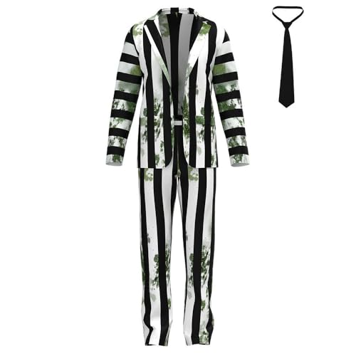 XYYYHTL Halloween Kostüm Erwachsene Damen Kinder Beetlejuice Halloween Kostüm Anzug Fancy Dress TV Show Outfit Kleidung für Karneval Cosplay Party XYYYHTL Halloween Kostüm Erwachsene Damen Kinder Beetlejuice Halloween Kostüm Anzug Fancy Dress TV Show Outfit Kleidung für Karneval Cosplay Party von XYYYHTL