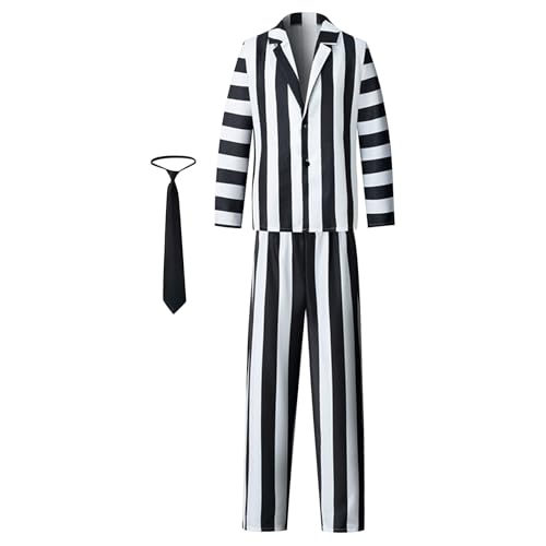 XYYYHTL Halloween Kostüm Erwachsene Damen Kinder Beetlejuice Halloween Kostüm Anzug Fancy Dress TV Show Outfit Kleidung für Karneval Cosplay Party XYYYHTL Halloween Kostüm Erwachsene Damen Kinder Beetlejuice Halloween Kostüm Anzug Fancy Dress TV Show Outfit Kleidung für Karneval Cosplay Party von XYYYHTL
