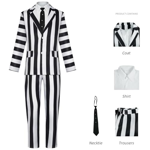 XYYYHTL Halloween Kostüm Erwachsene Damen Kinder Beetlejuice Halloween Kostüm Anzug Fancy Dress TV Show Outfit Kleidung für Karneval Cosplay Party XYYYHTL Halloween Kostüm Erwachsene Damen Kinder Beetlejuice Halloween Kostüm Anzug Fancy Dress TV Show Outfit Kleidung für Karneval Cosplay Party von XYYYHTL