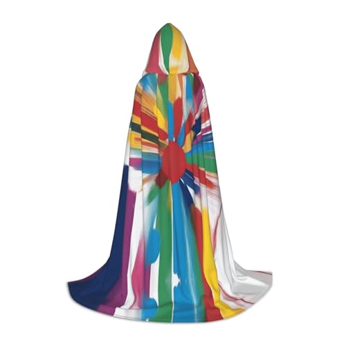 XZDAL Creative Strokes Bedruckter Kapuzenumhang M für Teenager Cosplay Rollenspiel Festival Maskerade Mottoparty Kostüm von XZDAL
