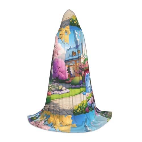 XZDAL Einhorn Märchen Kapuzen Umhang M für Teenager Langer Umhang Kostüm Cosplay Maskerade Karneval Party von XZDAL