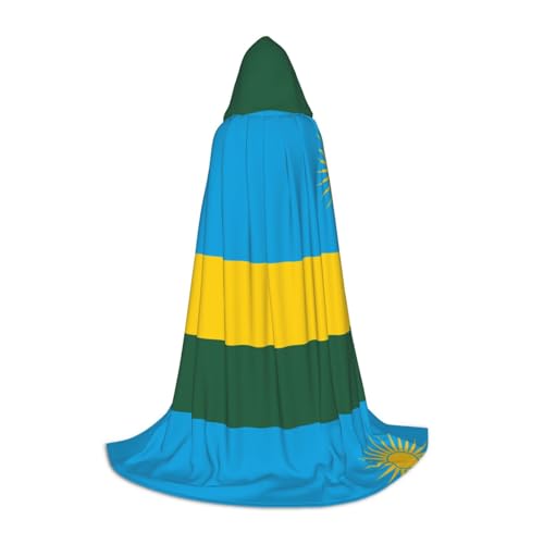 XZDAL Flagge Ruandas Kapuzenumhang S für Jugendliche Langer Umhang Kostüm Cosplay Maskerade Karneval Party von XZDAL