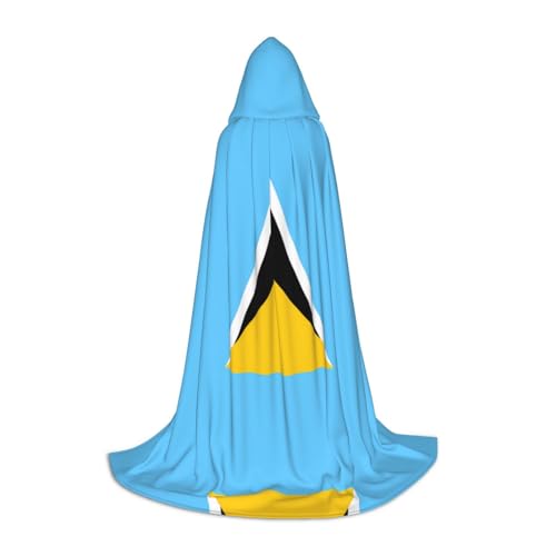 XZDAL Flagge der Heiligen Lucia bedruckter Kapuzenumhang M für Teenager Cosplay Rollenspiel Festival Maskerade Mottoparty Kostüm von XZDAL
