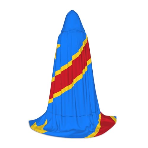 XZDAL Flagge des Kongo Kapuzenumhang M für Teenager Langer Umhang Kostüm Cosplay Maskerade Karneval Party von XZDAL