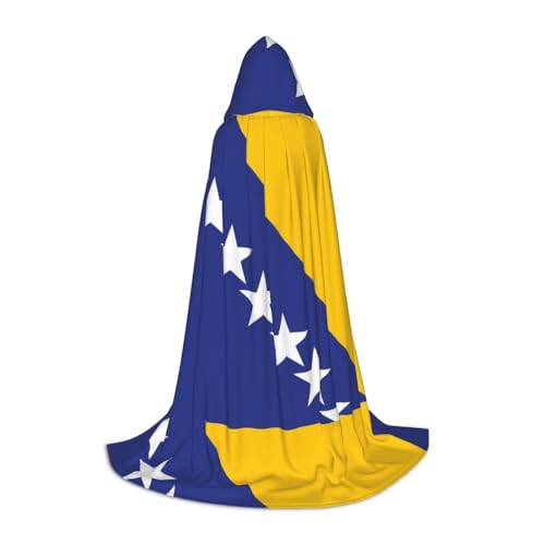 XZDAL Flagge von Bosnien und Herzegowina Kapuzenumhang M für Jugendliche Langer Umhang Kostüm Cosplay Maskerade Karneval Party von XZDAL