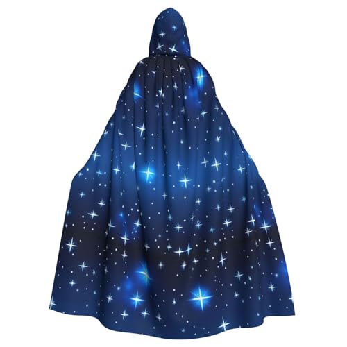 XZDAL Kapuzenumhang für Erwachsene, blaues Sternenmuster, für Halloween, Cosplay, Maskerade, Party-Kostüm von XZDAL