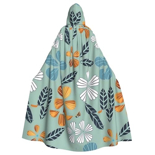 XZDAL Kapuzenumhang für Erwachsene, hellfarbig, Blumenmuster, für Halloween, Cosplay, Maskerade, Party-Kostüm von XZDAL