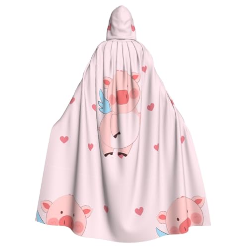 XZDAL Kapuzenumhang mit Cartoon-Motiv für Erwachsene, Motiv: fliegendes Schwein, für Halloween, Cosplay, Maskerade, Party-Kostüm von XZDAL