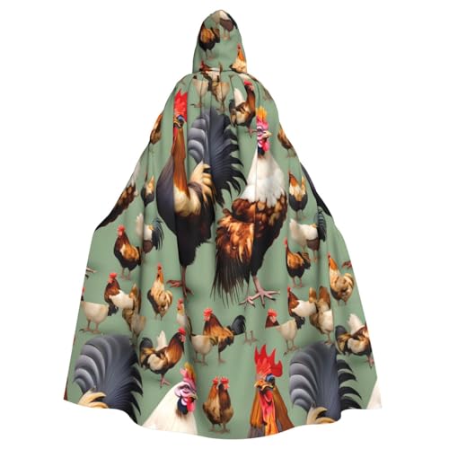 XZDAL Kapuzenumhang mit Hahn und Huhn für Erwachsene, für Halloween, Cosplay, Maskerade, Party-Kostüm von XZDAL