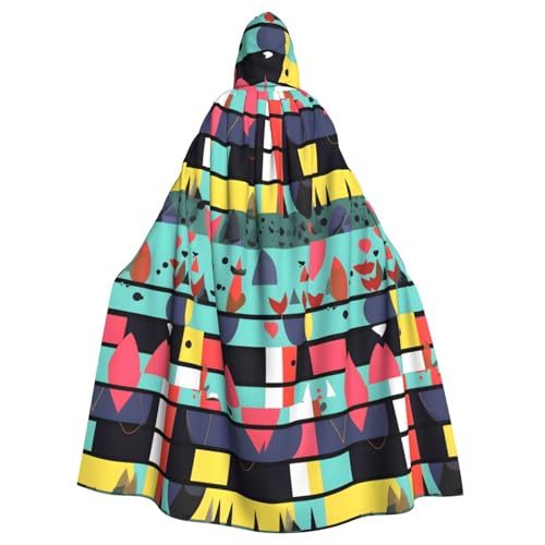 XZDAL Kapuzenumhang mit geometrischem Muster für Erwachsene, für Halloween, Cosplay, Maskerade, Party-Kostüm von XZDAL