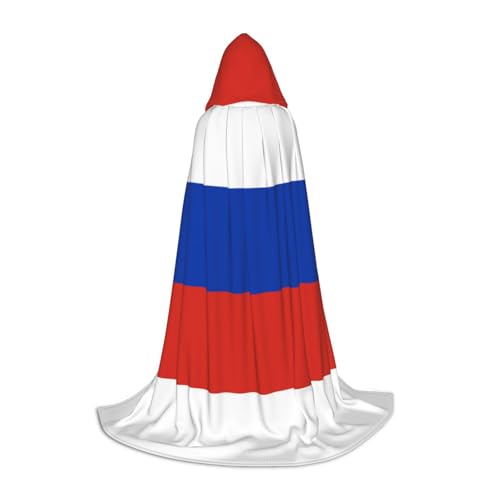 XZDAL Kapuzenumhang mit russischer Flagge, M für Teenager, langer Umhang, Kostüm, Cosplay, Maskerade, Karneval, Party von XZDAL