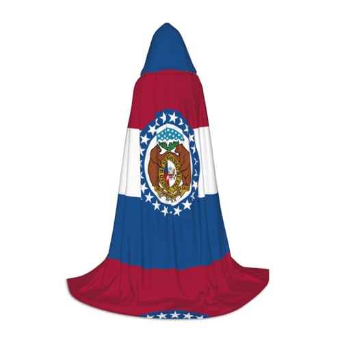 XZDAL Missouri Staatsflagge Kapuzenumhang S für Teenager Langer Umhang Kostüm Cosplay Maskerade Karneval Party von XZDAL