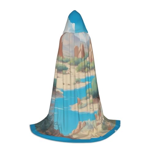 XZDAL Oasis in the Desert Kapuzenumhang S für Teenager Langer Umhang Kostüm Cosplay Maskerade Karneval Party von XZDAL