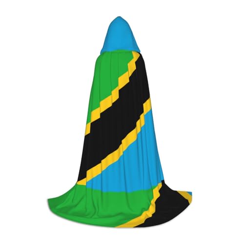 XZDAL Umhang mit Kapuze, Tansania-Flagge, Größe S, für Teenager, langer Umhang, Kostüm, Cosplay, Maskerade, Karneval, Party von XZDAL