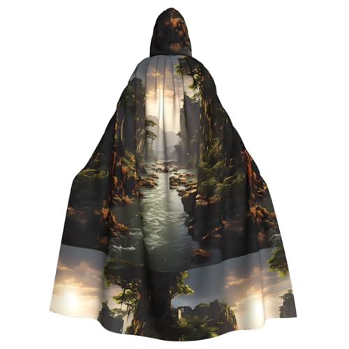 XZDAL Umhang mit Kapuze für Erwachsene, Berge und Flüsse, für Halloween, Cosplay, Maskerade, Party-Kostüm XZDAL Umhang mit Kapuze für Erwachsene, Berge und Flüsse, für Halloween, Cosplay, Maskerade, Party-Kostüm von XZDAL