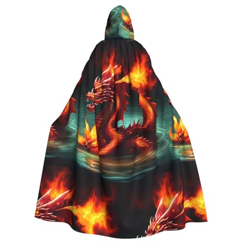 XZDAL Umhang mit Kapuze für Erwachsene, Drachenkönig im Feuer, für Halloween, Cosplay, Maskerade, Party-Kostüm von XZDAL