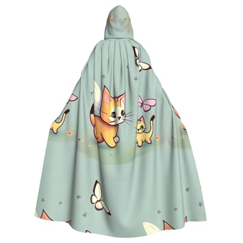 XZDAL Umhang mit Kapuze für Erwachsene, Kätzchen, Schmetterling, für Halloween, Cosplay, Maskerade, Party-Kostüm von XZDAL