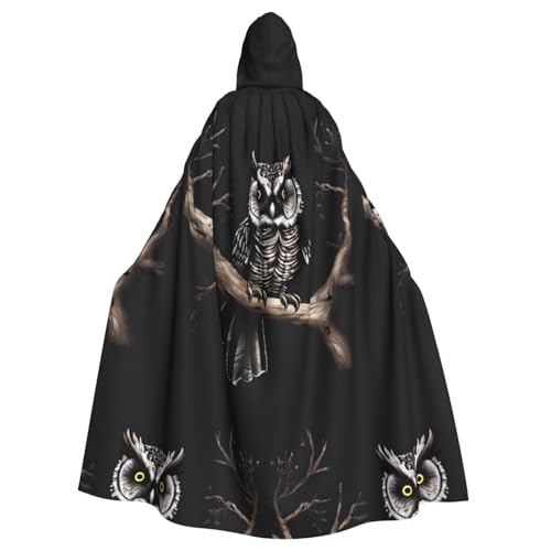 XZDAL Umhang mit Kapuze für Erwachsene, Motiv: Eule, für Halloween, Cosplay, Maskerade, Party-Kostüm von XZDAL