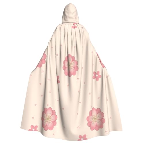 XZDAL Umhang mit Kapuze für Erwachsene, Motiv: kleine rosa Kirschblüten für Halloween, Cosplay, Maskerade, Party-Kostüm von XZDAL
