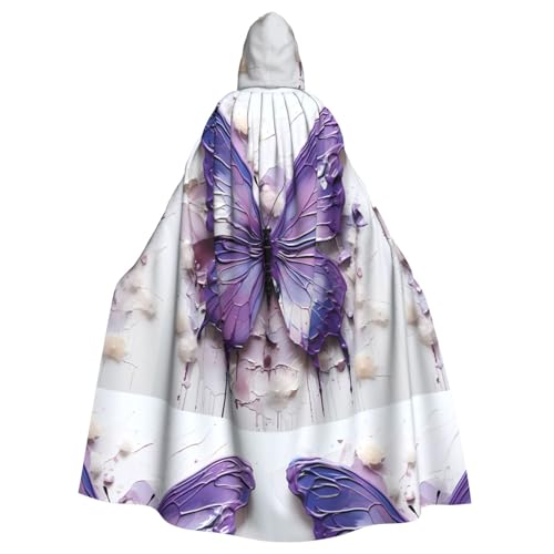 XZDAL Umhang mit Kapuze für Erwachsene, Ölgemälde, Schmetterling, für Halloween, Cosplay, Maskerade, Party-Kostüm, Violett von XZDAL