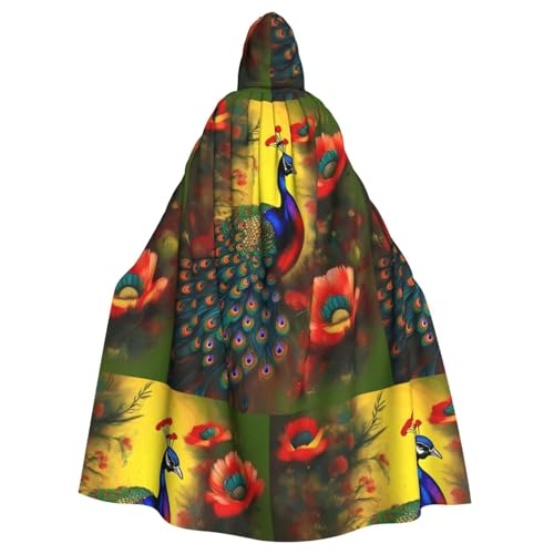 XZDAL Umhang mit Kapuze für Erwachsene, Pfauenblumen, für Halloween, Cosplay, Maskerade, Party-Kostüm von XZDAL