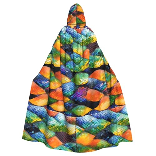XZDAL Umhang mit Kapuze für Erwachsene, Regenbogenfischschuppen, für Halloween, Cosplay, Maskerade, Party-Kostüm von XZDAL