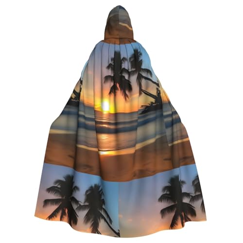 XZDAL Umhang mit Kapuze für Erwachsene, Sonnenuntergang, Strand, für Halloween, Cosplay, Maskerade, Party-Kostüm von XZDAL