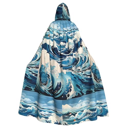 XZDAL Umhang mit Kapuze für Erwachsene, Ukiyo-e-Stil, Wellen, für Halloween, Cosplay, Maskerade, Party-Kostüm von XZDAL