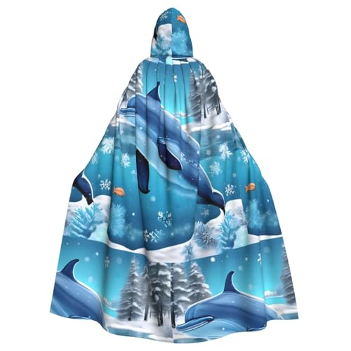 XZDAL Umhang mit Kapuze für Erwachsene, Winter, Delfin, für Halloween, Cosplay, Maskerade, Party-Kostüm von XZDAL