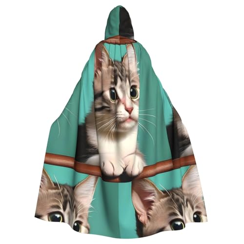 XZDAL Umhang mit Kapuze für Erwachsene, eine neugierige Katze, für Halloween, Cosplay, Maskerade, Party-Kostüm von XZDAL