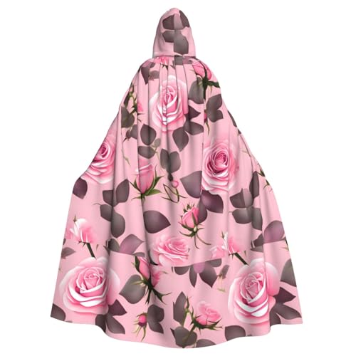 XZDAL Umhang mit Kapuze für Erwachsene, hübsch, rosa Rosen, für Halloween, Cosplay, Maskerade, Party-Kostüm von XZDAL