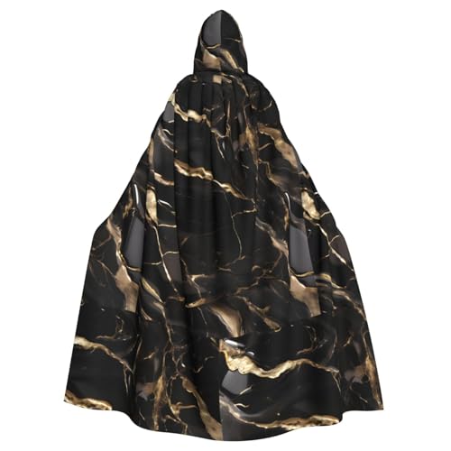XZDAL Umhang mit Kapuze für Erwachsene, schwarz, gold, Marmor, für Halloween, Cosplay, Maskerade, Party-Kostüm von XZDAL