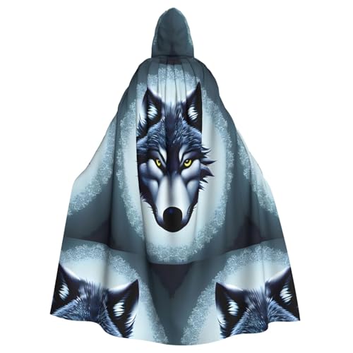 XZDAL Umhang mit Kapuze für Erwachsene, wilder Wolfskopf, für Halloween, Cosplay, Maskerade, Party-Kostüm von XZDAL